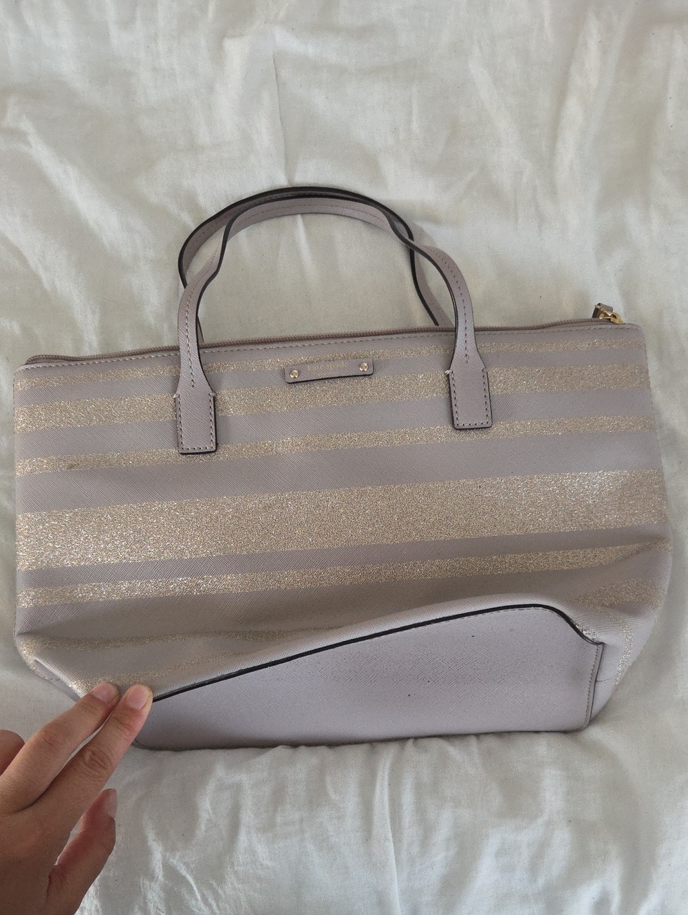 kate spade Glitter Stripe Tote in Light Mauve